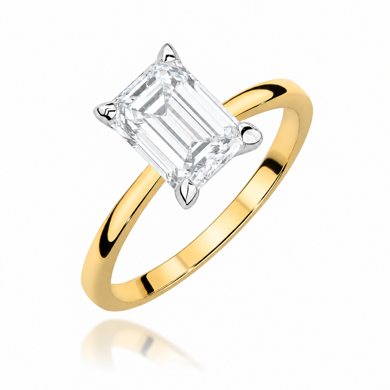 Solitärring – 585er Gelbgold – Labordiamant im Smaragdschliff