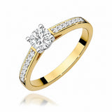 Diamantring – 585er Gelbgold – Runder Stein und Diamantschultern