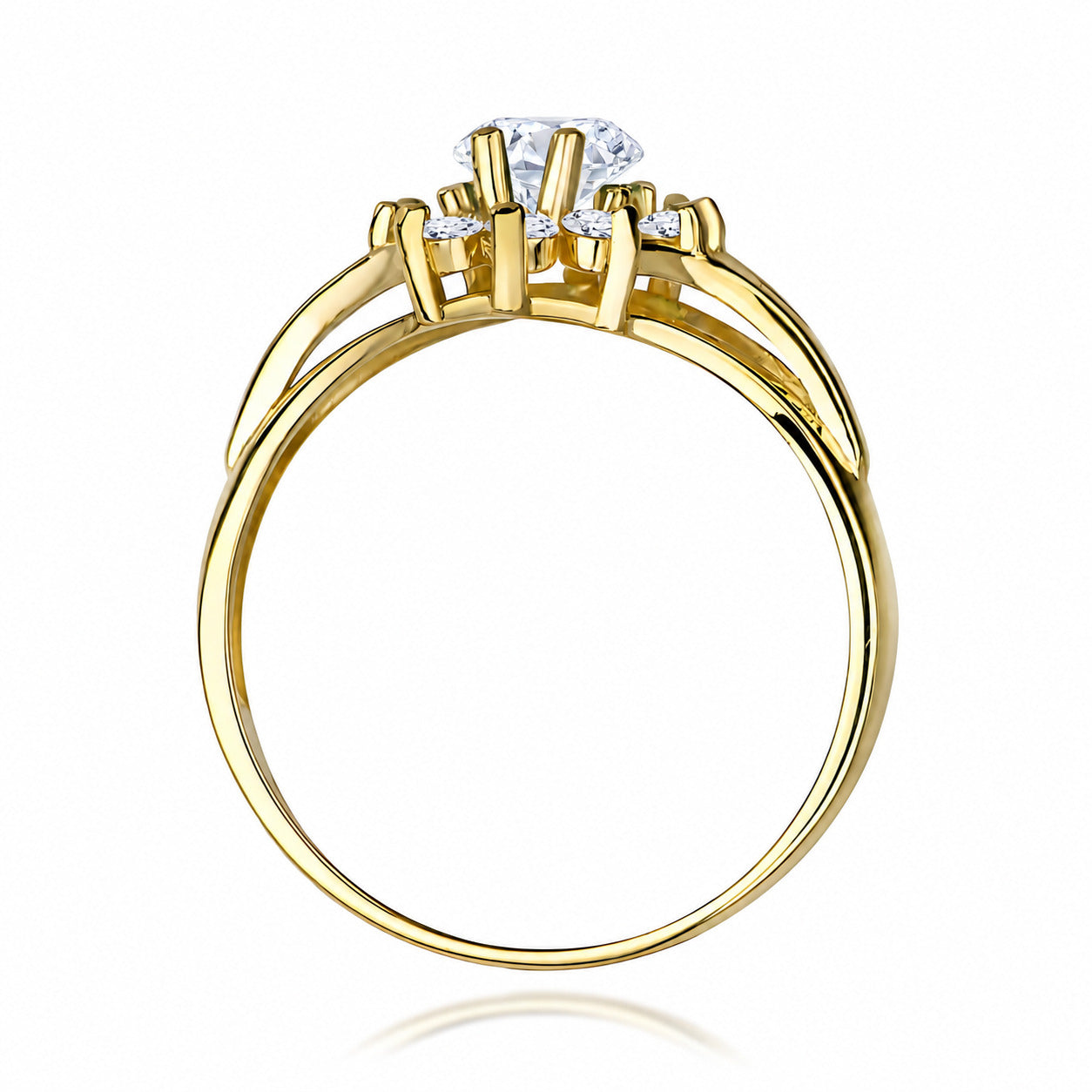 Diamantring – 585er Gelbgold – Oval mit Diamantkranz