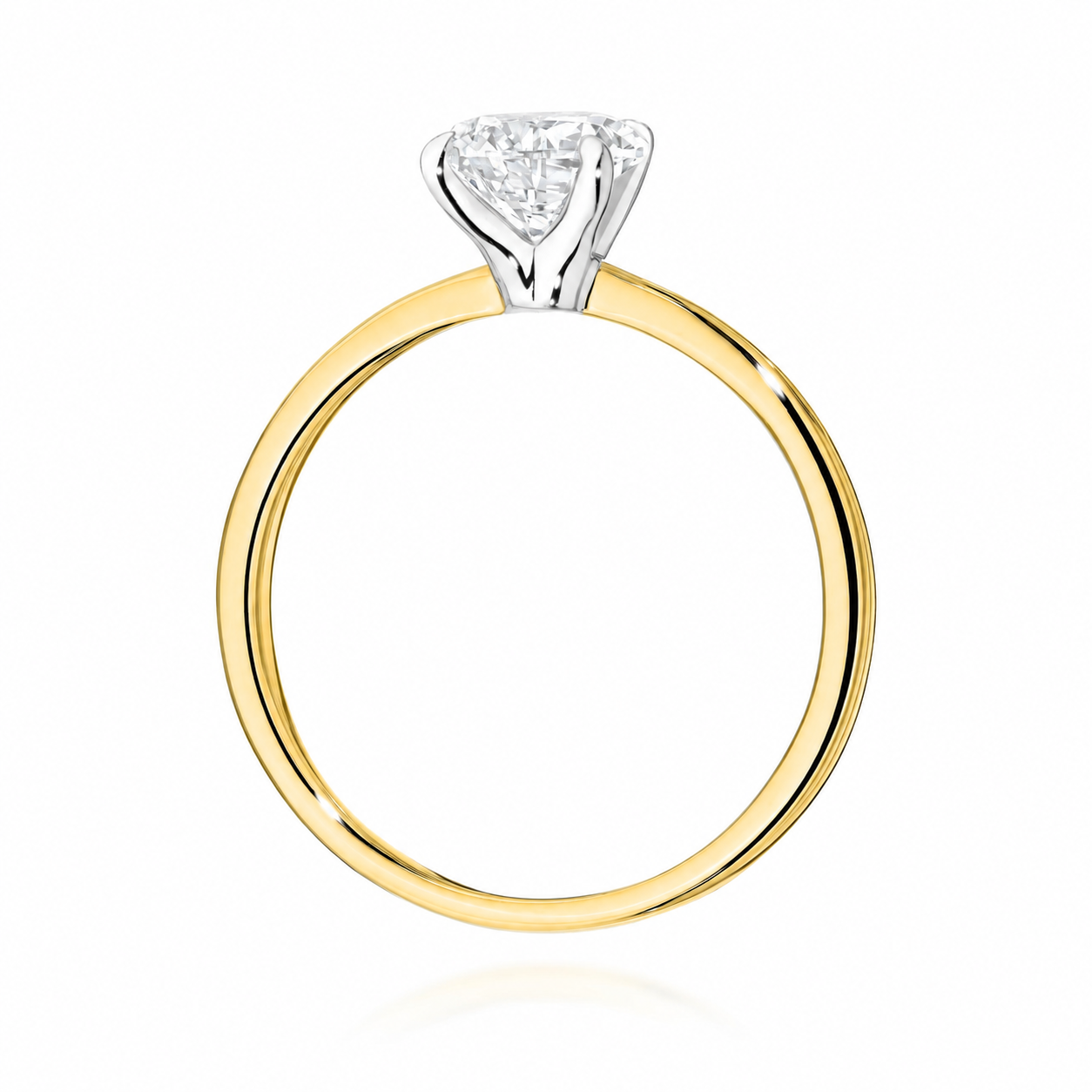 Solitärring – 585er Gelbgold – Labordiamant im Tropfenschliff
