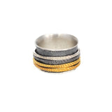 Ring – 925er Silber – oxidiert mit vergoldeten Details