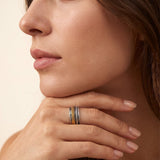 Ring – 925er Silber – oxidiert mit vergoldeten Details