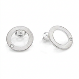 Ohrringe CIRCLE aus Silber 925 rhodiniert mit echtem Diamant von Flamesilver, Kreis-Design, handgefertigt