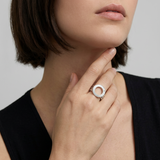 Ring Circle von Flamesilver aus rhodiniertem Silber 925 mit kreisförmigem Design und funkelndem Diamant