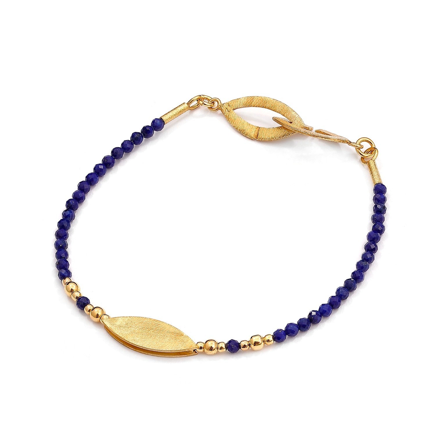 Armband aus facettierten Lapislazuli-Steinen in Vergoldung
