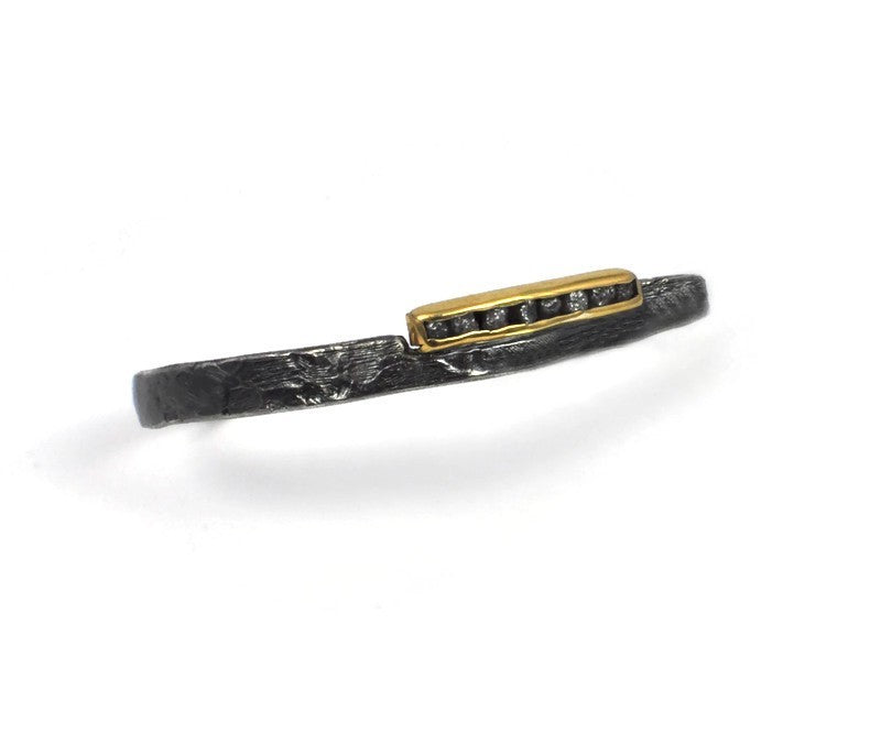 Oxidiertes, vergoldetes Silberarmband mit Diamanten
