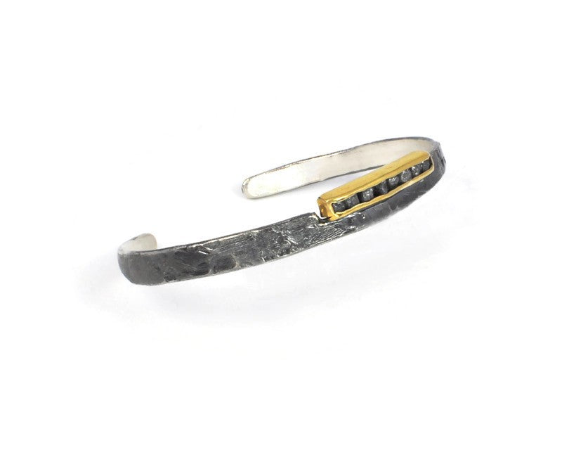 Oxidiertes, vergoldetes Silberarmband mit Diamanten