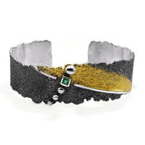 Armband aus vergoldetem, oxidiertem Silber mit Smaragd