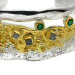 Vergoldetes Silberarmband mit Diamanten und Smaragden