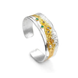 Vergoldetes Silberarmband mit Diamanten und Smaragden