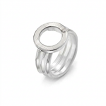 Ring Circle aus Silber 925 rhodiniert mit echtem Diamant von Flamesilver, kreisförmiges Design, silberner Schmuckring