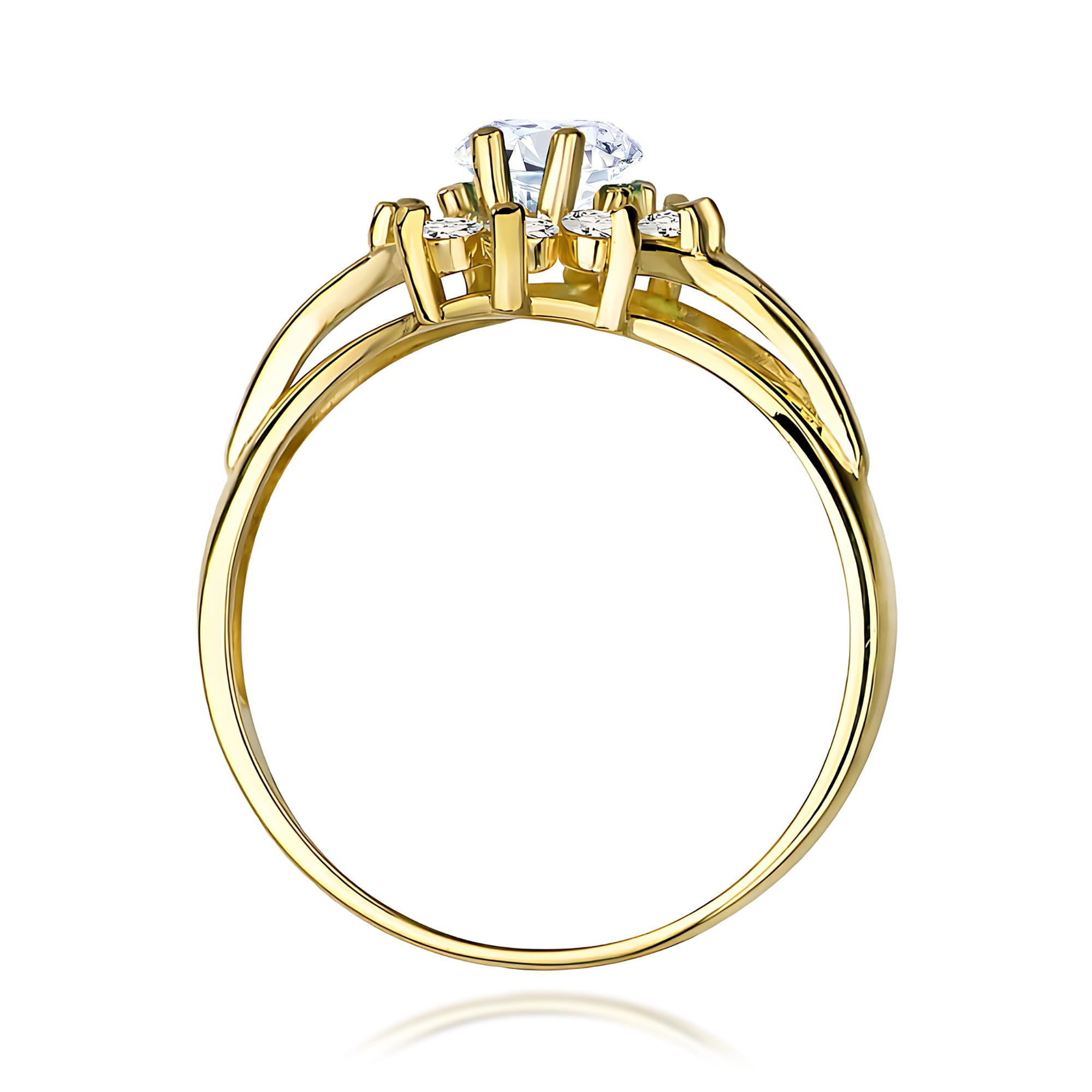 Ring W0037 aus 585er Gelbgold mit Labordiamant – Seitenansicht der Fassung