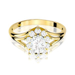 Ring W0037 aus 585er Gelbgold mit Labordiamant – Vorderansicht des Steins und der Ringschiene