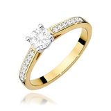 Ring W0052 aus 585er Gelbgold mit Labordiamant – Schrägansicht der Fassung