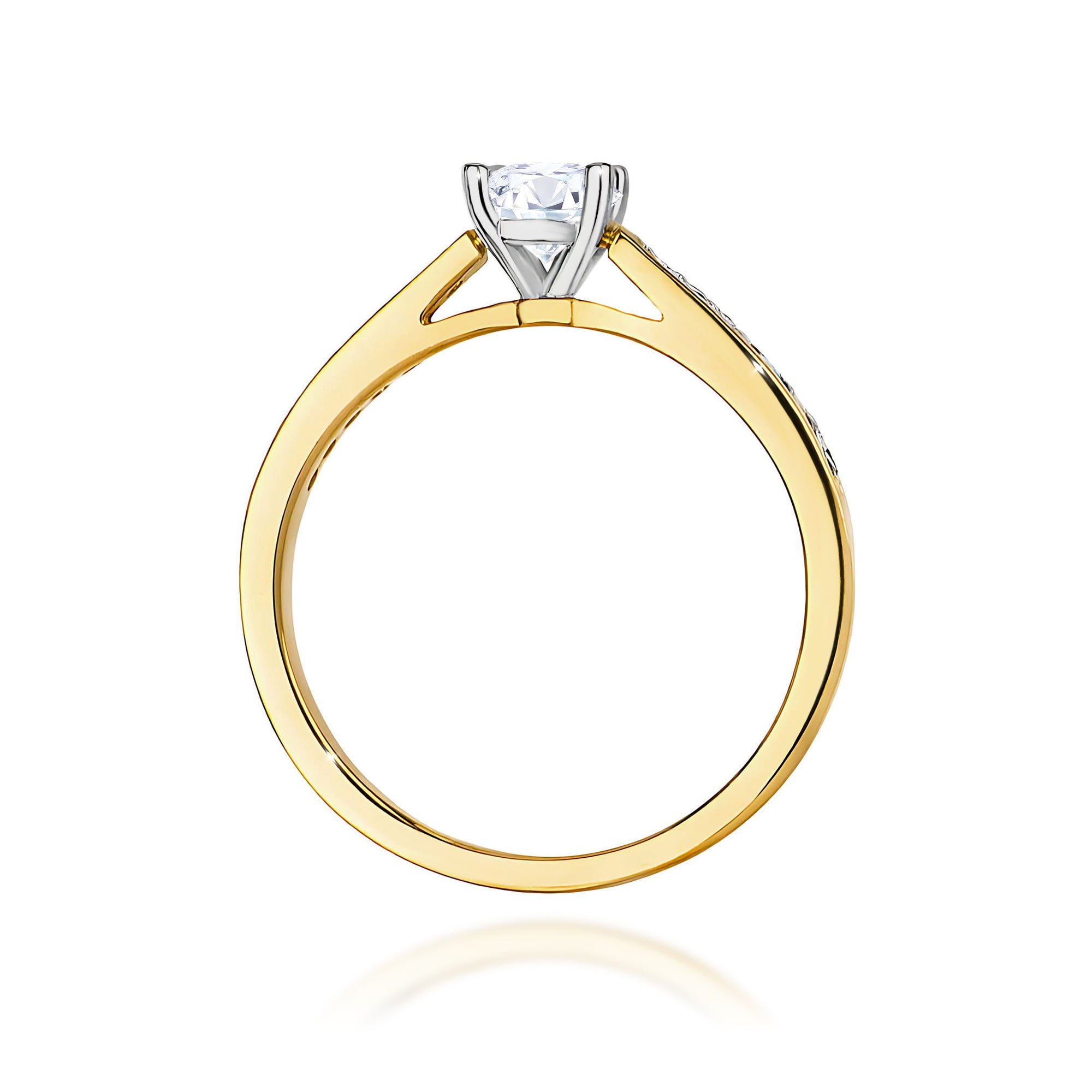Ring W0052 aus 585er Gelbgold mit Labordiamant – Seitenansicht der Fassung