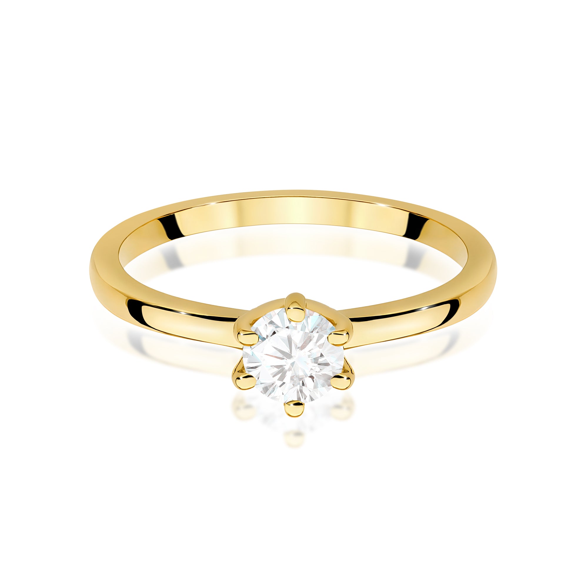 Ring W0535 aus 585er Gelbgold mit Labordiamant 0,50 ct – Vorderansicht des Steins und der Ringschiene