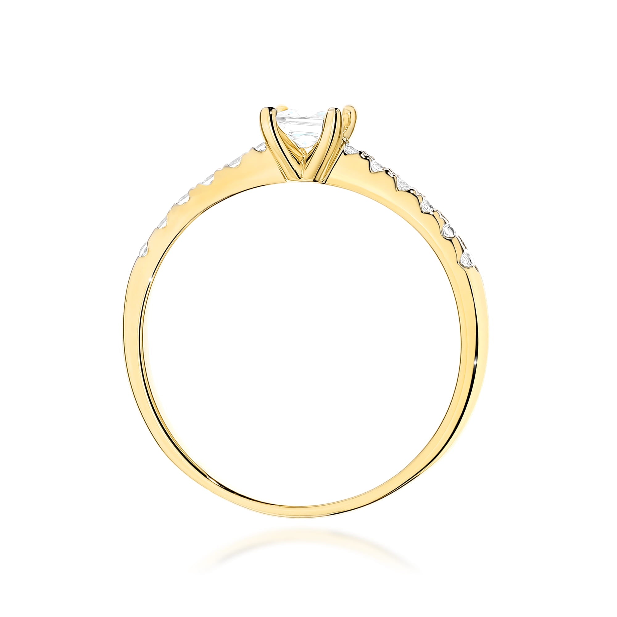 Ring W0589 aus 585er Gelbgold mit Labordiamant – Seitenansicht der Fassung