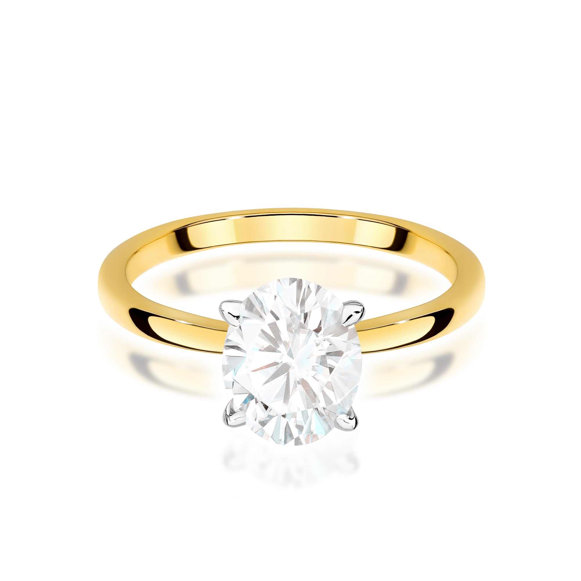 Ring W0688 aus 585er Gelbgold mit Labordiamant 1,00 ct – Vorderansicht des Steins und der Ringschiene