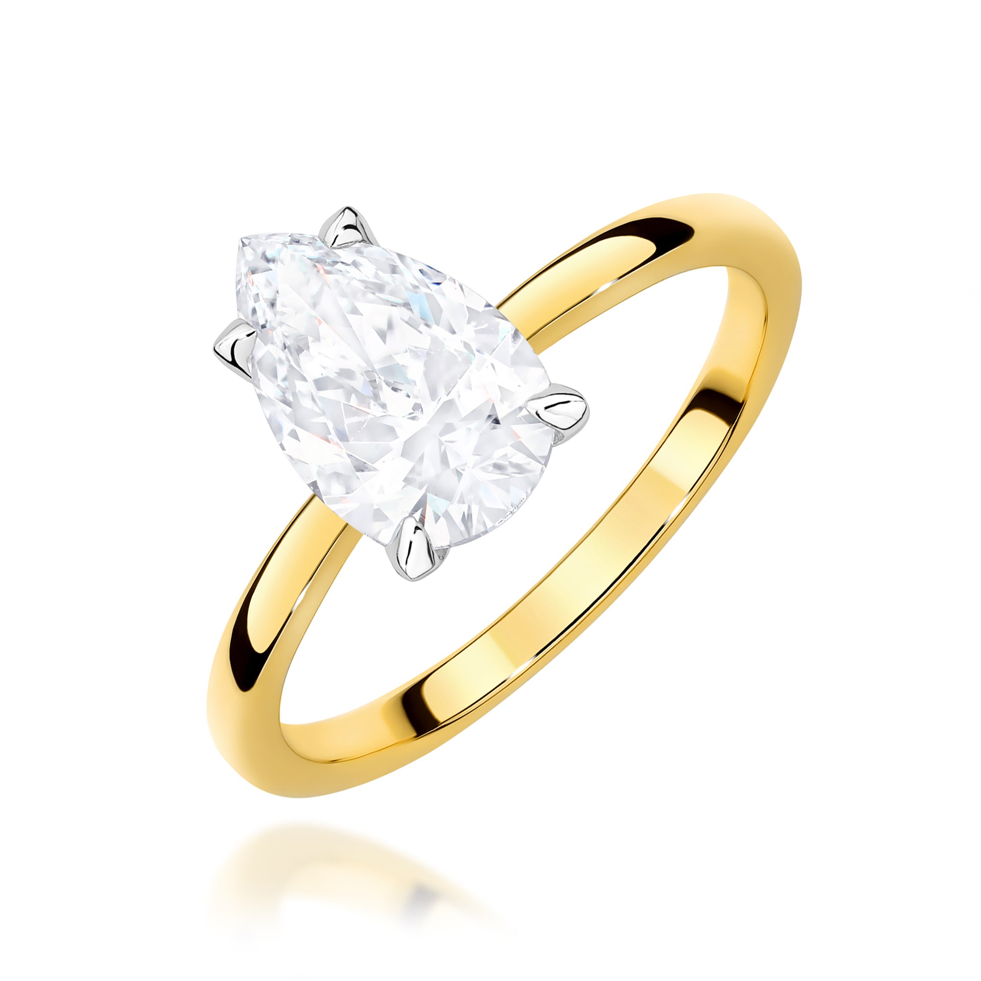 Ring W0689 aus 585er Gelbgold mit Labordiamant – Schrägansicht der Fassung