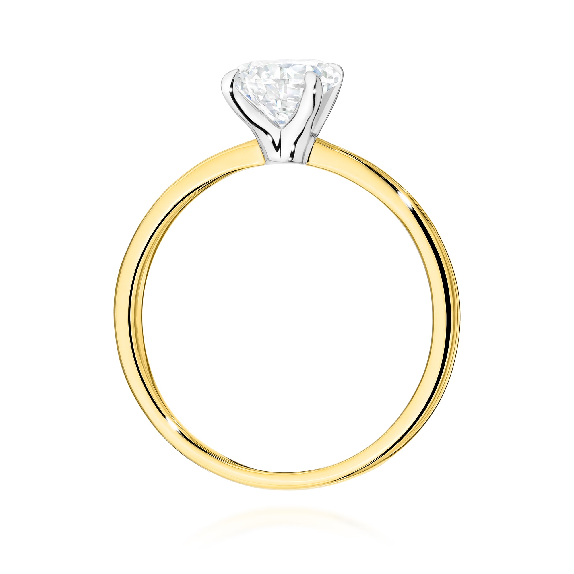 Ring W0689 aus 585er Gelbgold mit Labordiamant – Seitenansicht der Fassung