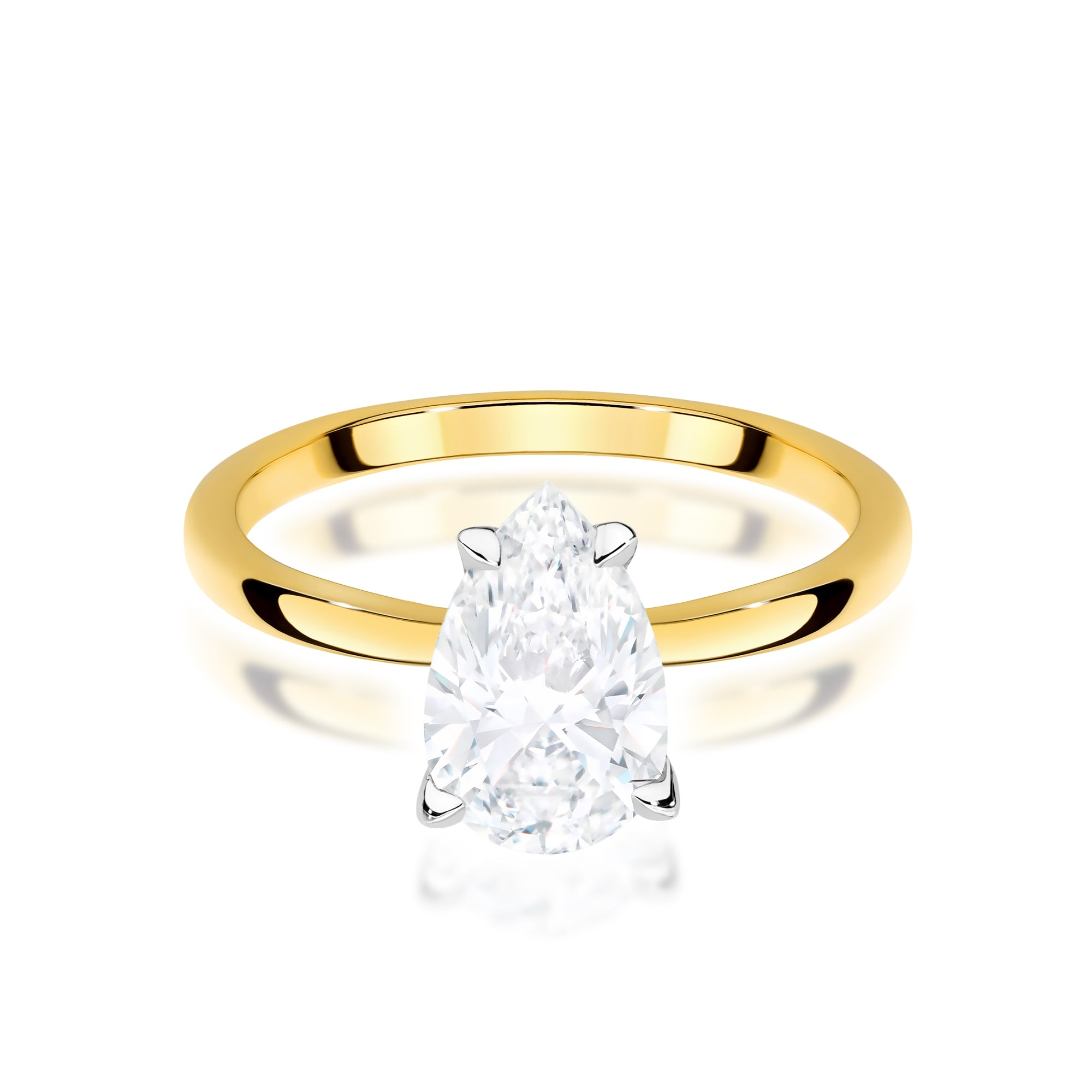 Ring W0689 aus 585er Gelbgold mit Labordiamant – Vorderansicht des Steins und der Ringschiene