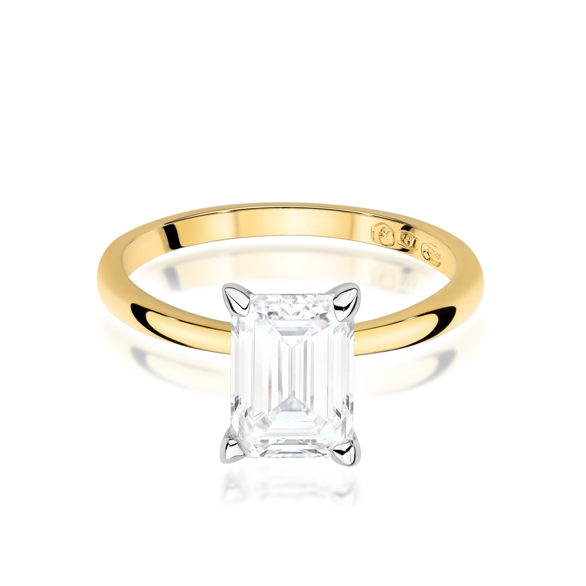 Ring W0691 aus 585er Gelbgold mit Labordiamant – Vorderansicht des Steins und der Ringschiene