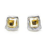 Vergoldete Silberohrringe mit Diamanten