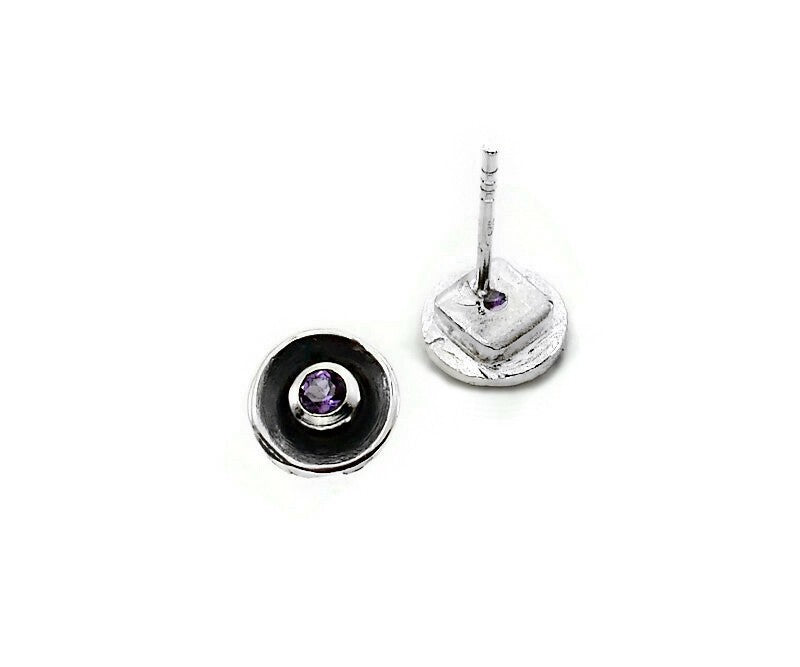 Silberne Ohrringe mit Amethysten