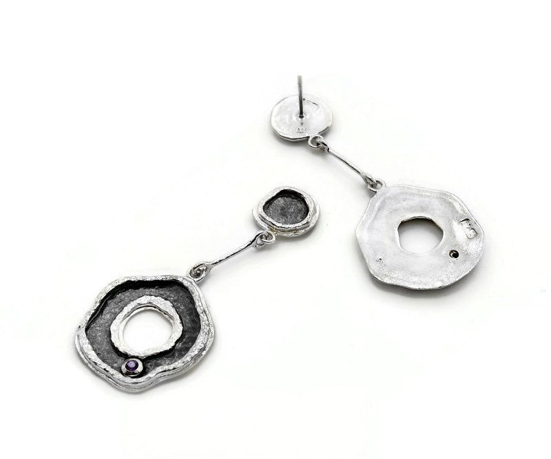 Ohrringe aus oxidiertem Silber mit Amethysten