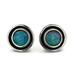 Ohrringe aus oxidiertem Silber mit Opal-Doublet-Steinen