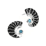 Ohrringe aus oxidiertem Silber mit Schweizer blau Topas
