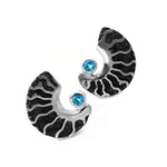 Ohrringe aus oxidiertem Silber mit Schweizer blau Topas