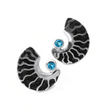 Ohrringe aus oxidiertem Silber mit Schweizer blau Topas
