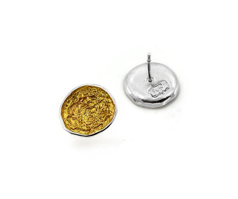 Runde Ohrringe aus vergoldetem Sterlingsilber