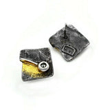 Ohrringe aus vergoldetem, oxidiertem Silber mit schwarzen Diamanten