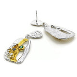 Vergoldete Silberohrringe mit Diamanten und Smaragden
