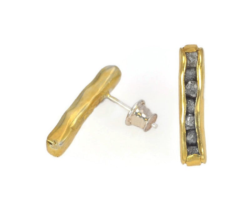 Vergoldete Silberohrringe mit Diamanten