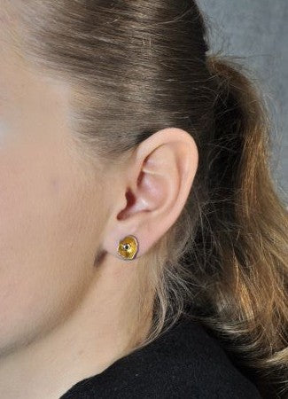 Vergoldete Silberohrringe mit Schweizer Topas-Steinen