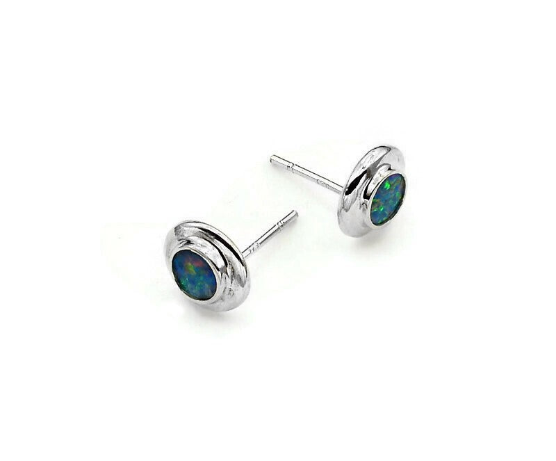 Silberne Ohrringe mit Doublet Opal Steinen