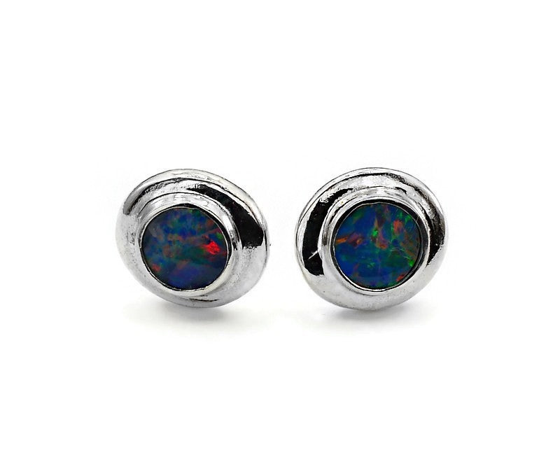 Silberne Ohrringe mit Doublet Opal Steinen