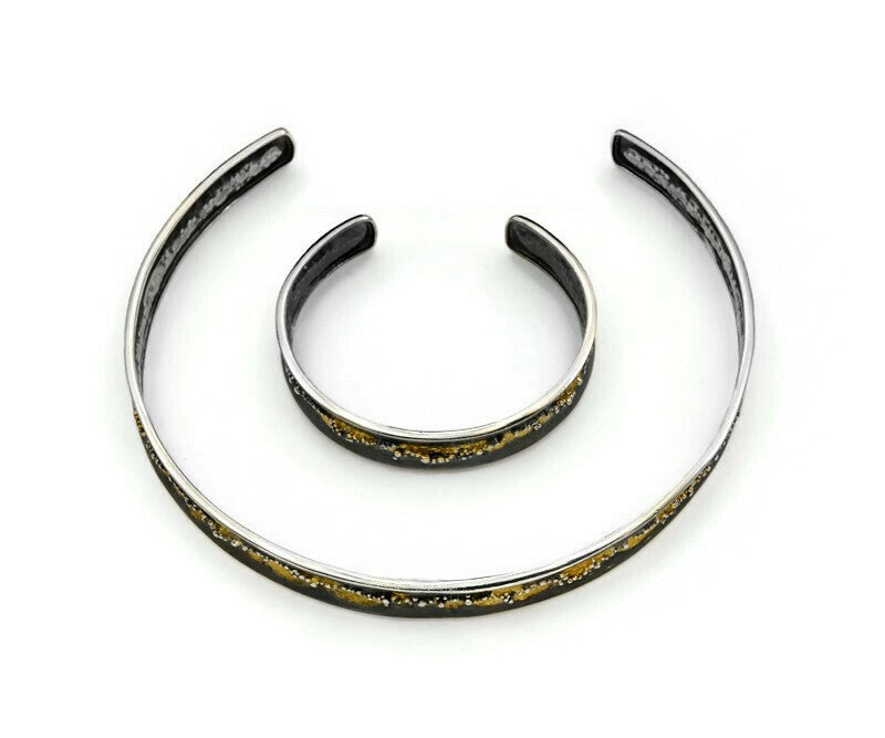 Collier Silber Oxidierte vergoldet