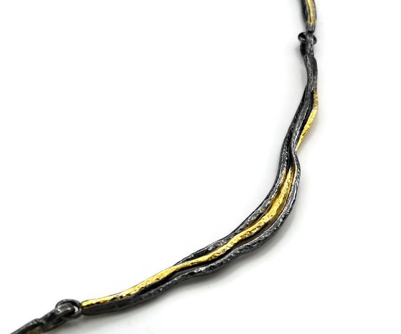 Collier Silber Oxidierte vergoldet