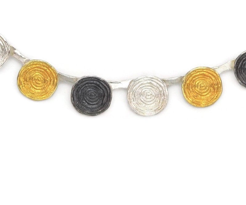 Collier Silber Oxidierte vergoldet