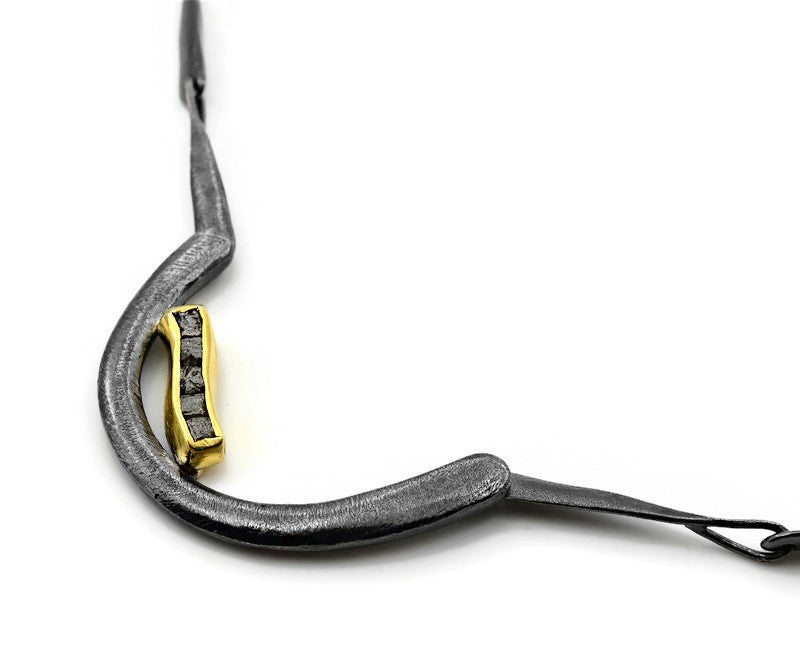 Gold überzogener silberner Collier mit Diamanten