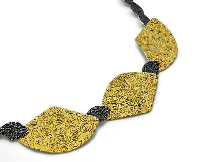 Collier Silber Oxidierte vergoldet