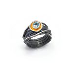 Oxidierter Silberring mit Blau Topas