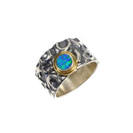 Oxidierter Silberring mit Opal-Doublet-Stein