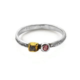 Ring aus Sterlingsilber mit Diamant und rosa Turmalin