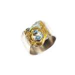 Ring aus Sterlingsilber mit zwei Schweizer Topas-Steinen
