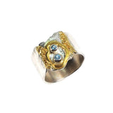 Ring aus Sterlingsilber mit zwei Schweizer Topas-Steinen